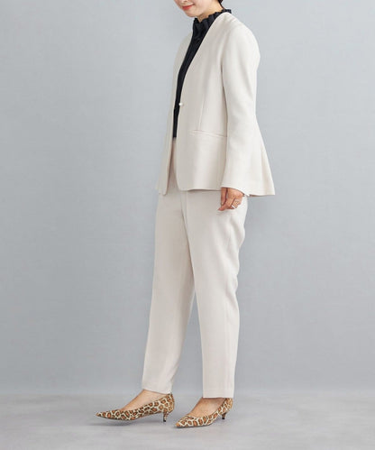 〈手洗い可能〉パールモチーフボタン バックフレアジャケット