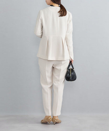 〈手洗い可能〉パールモチーフボタン バックフレアジャケット