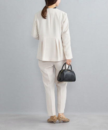 〈手洗い可能〉パールモチーフボタン バックフレアジャケット