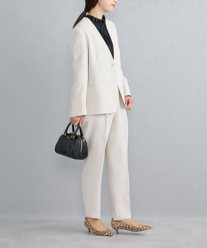 〈手洗い可能〉パールモチーフボタン バックフレアジャケット