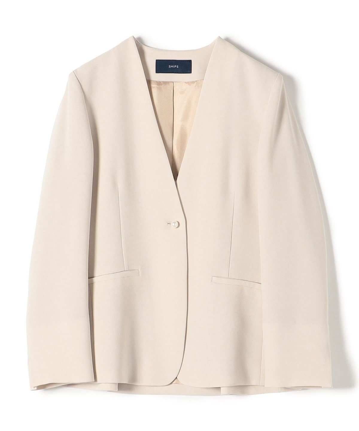 〈手洗い可能〉パールモチーフボタン バックフレアジャケット