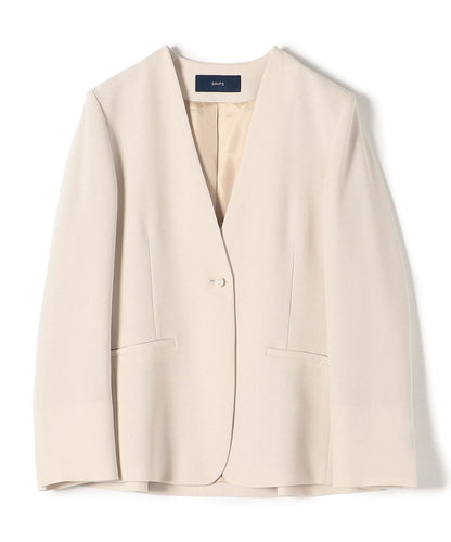 〈手洗い可能〉パールモチーフボタン バックフレアジャケット