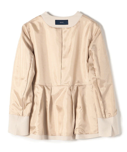 〈手洗い可能〉パールモチーフボタン バックフレアジャケット