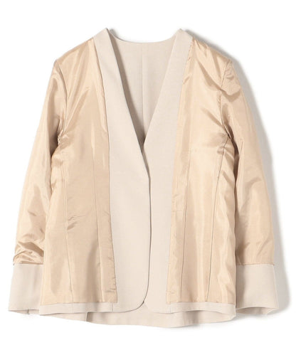 〈手洗い可能〉パールモチーフボタン バックフレアジャケット