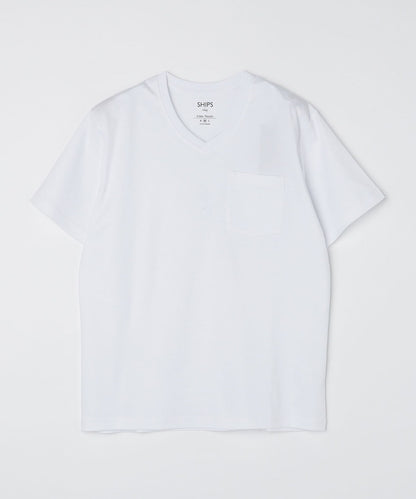 SHIPS Colors:〈接触冷感〉 シルケット コットン Vネック ポケット Tシャツ