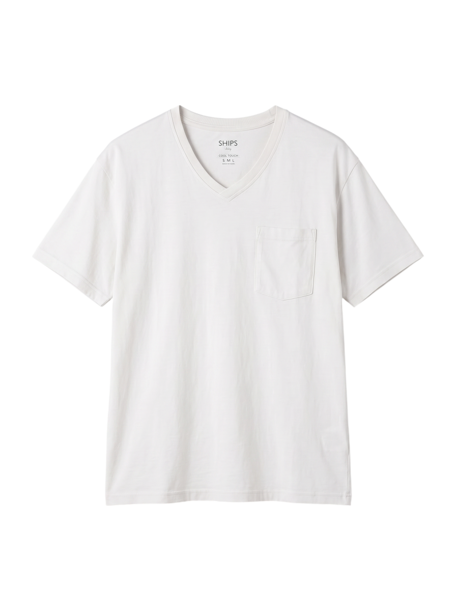 SHIPS Colors:〈接触冷感〉 シルケット コットン Vネック ポケット Tシャツ