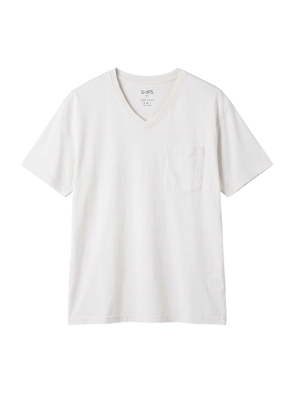 SHIPS Colors:〈接触冷感〉 シルケット コットン Vネック ポケット Tシャツ