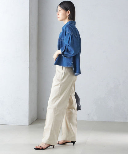 〈洗濯機可能〉ショート丈 デニム シャツ