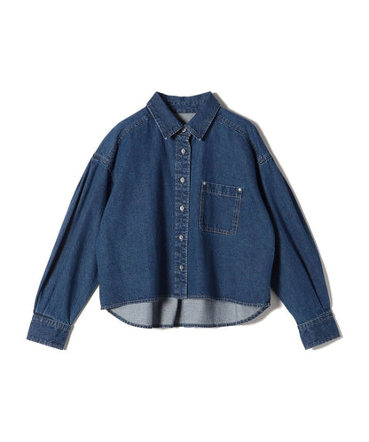 〈洗濯機可能〉ショート丈 デニム シャツ