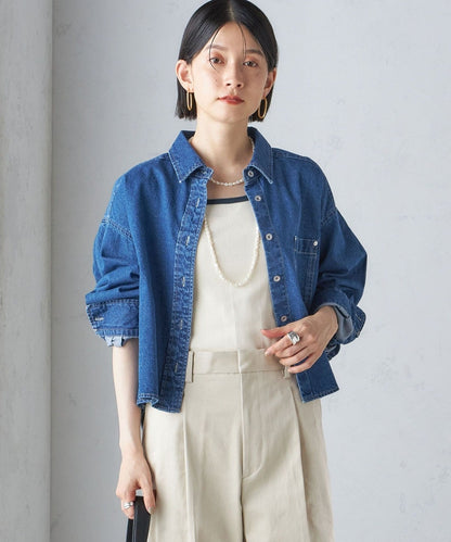 〈洗濯機可能〉ショート丈 デニム シャツ