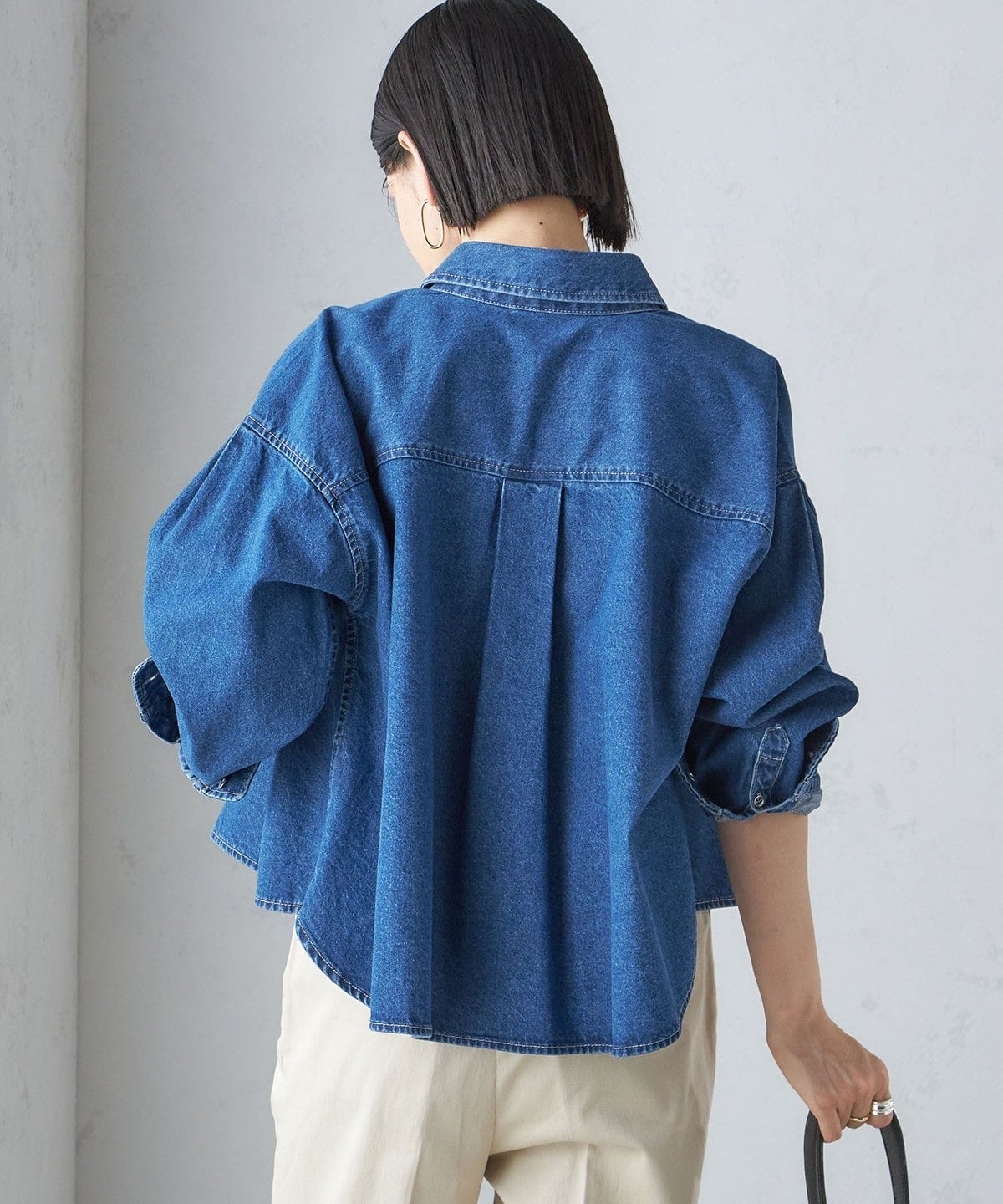 〈洗濯機可能〉ショート丈 デニム シャツ