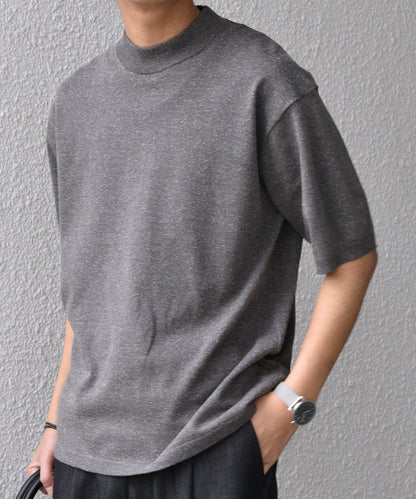 SHIPS any:〈接触冷感〉ハイゲージリネン ミックス サマーニット モックネック Tシャツ