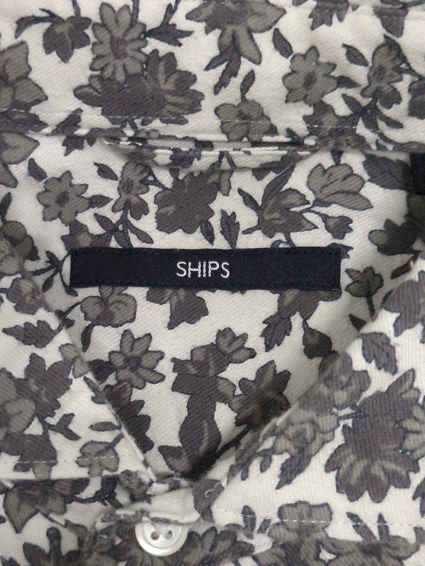 SHIPS: フランネル フラワープリント セミワイドカラーシャツ