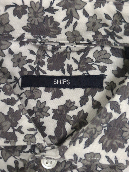 SHIPS: フランネル フラワープリント セミワイドカラーシャツ