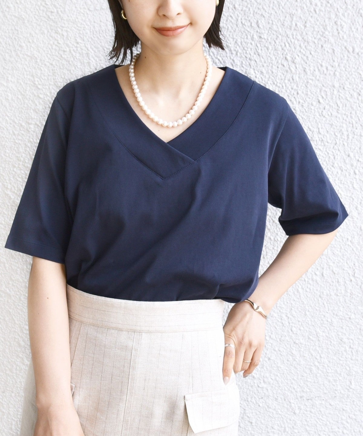 【WEB限定】〈ネックが選べる2サイズ展開〉オーガニックコットン バリエーションネック TEE