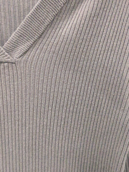 quaranciel:〈手洗い可能〉コットン リブ Vネック プルオーバー