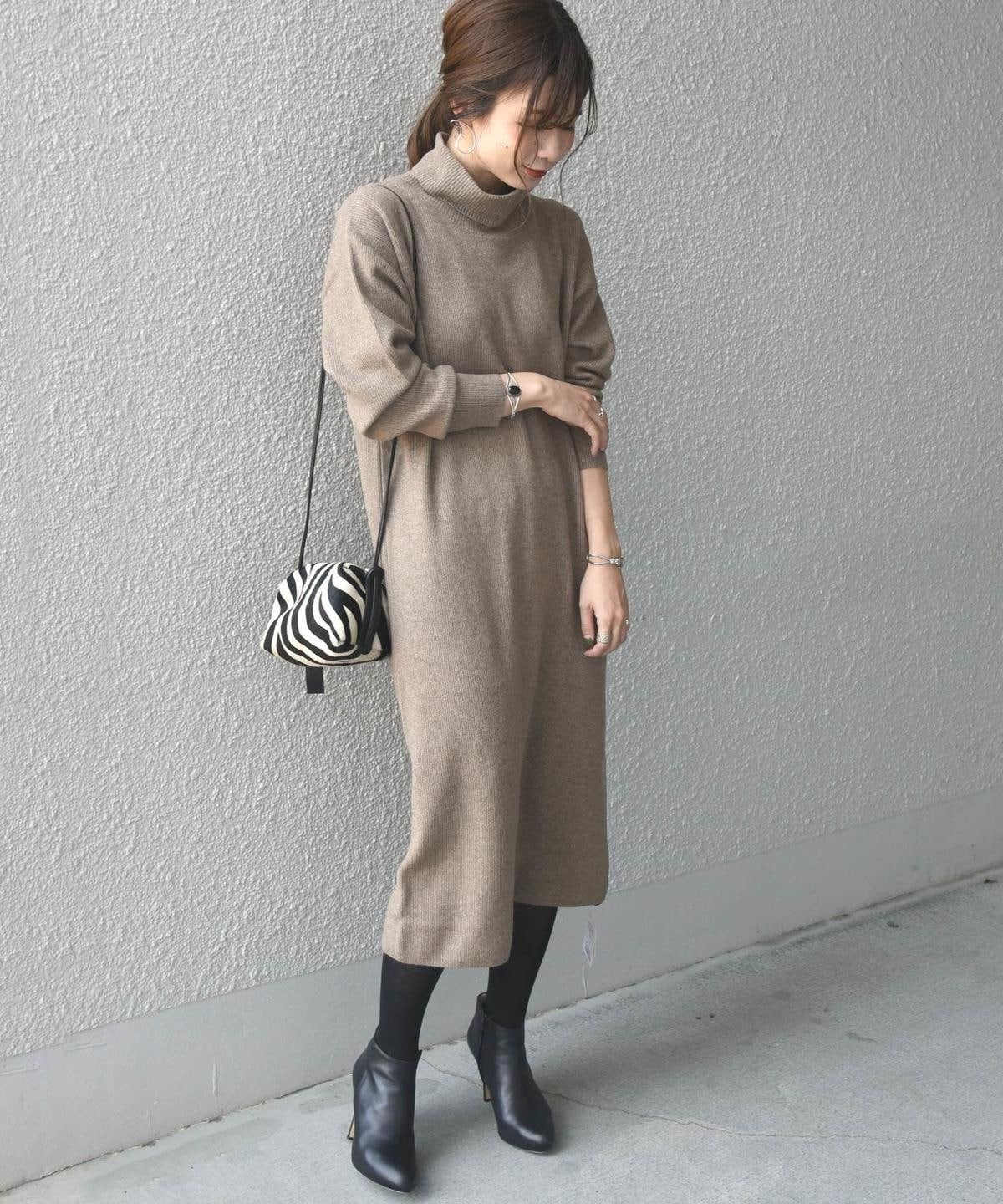 Khaju:フォックスブレンドタートルネックワンピース