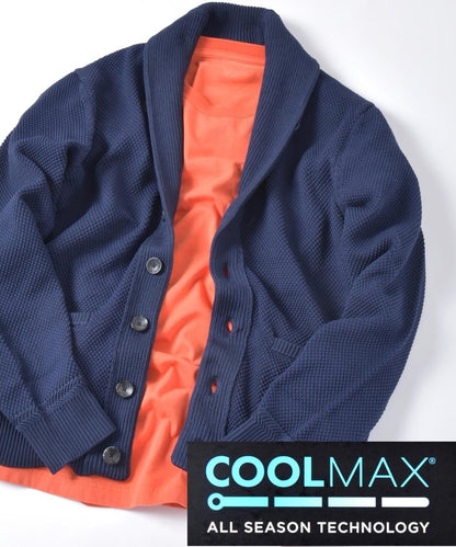SHIPS: COOLMAX(R) ALL SEASON 鹿の子 ショールカラー カーディガン
