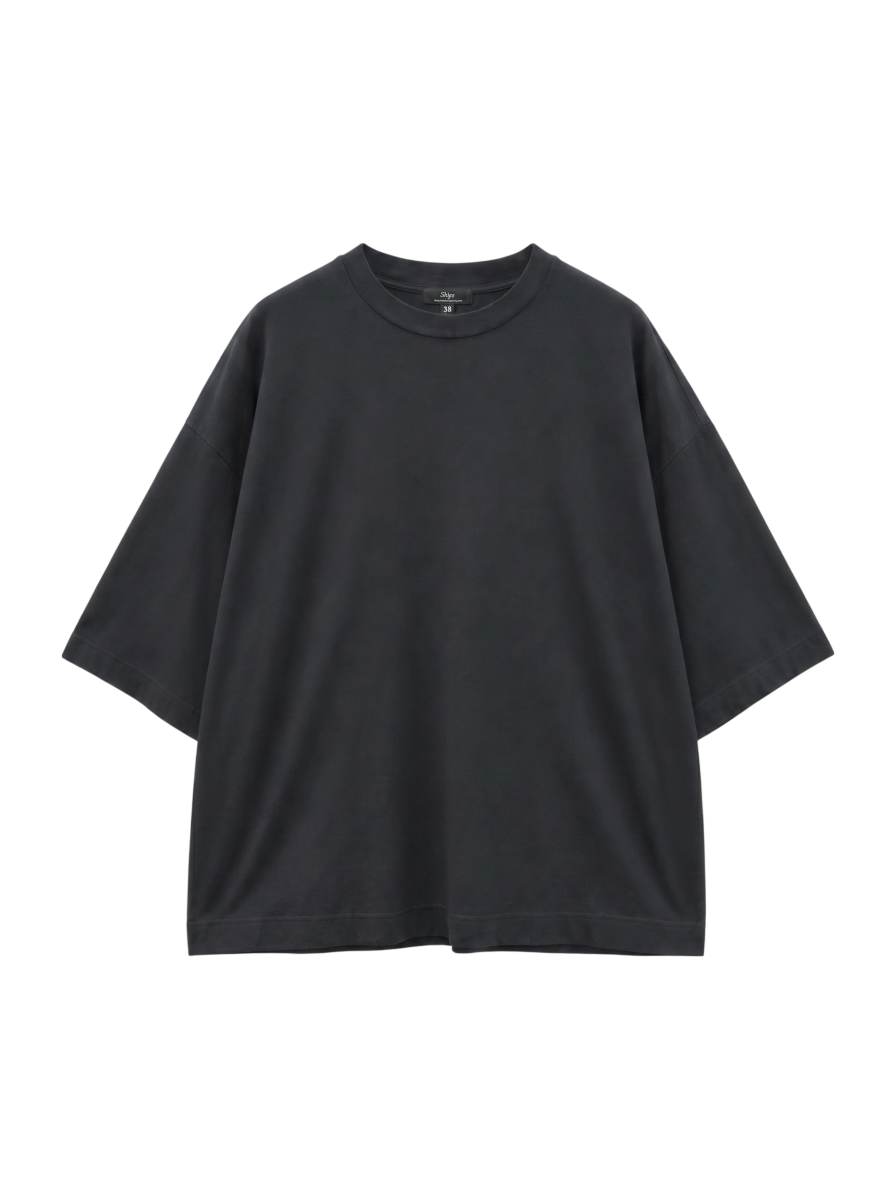 SHIPS Primary Navy Label:コットンショートスリーブプルオーバー