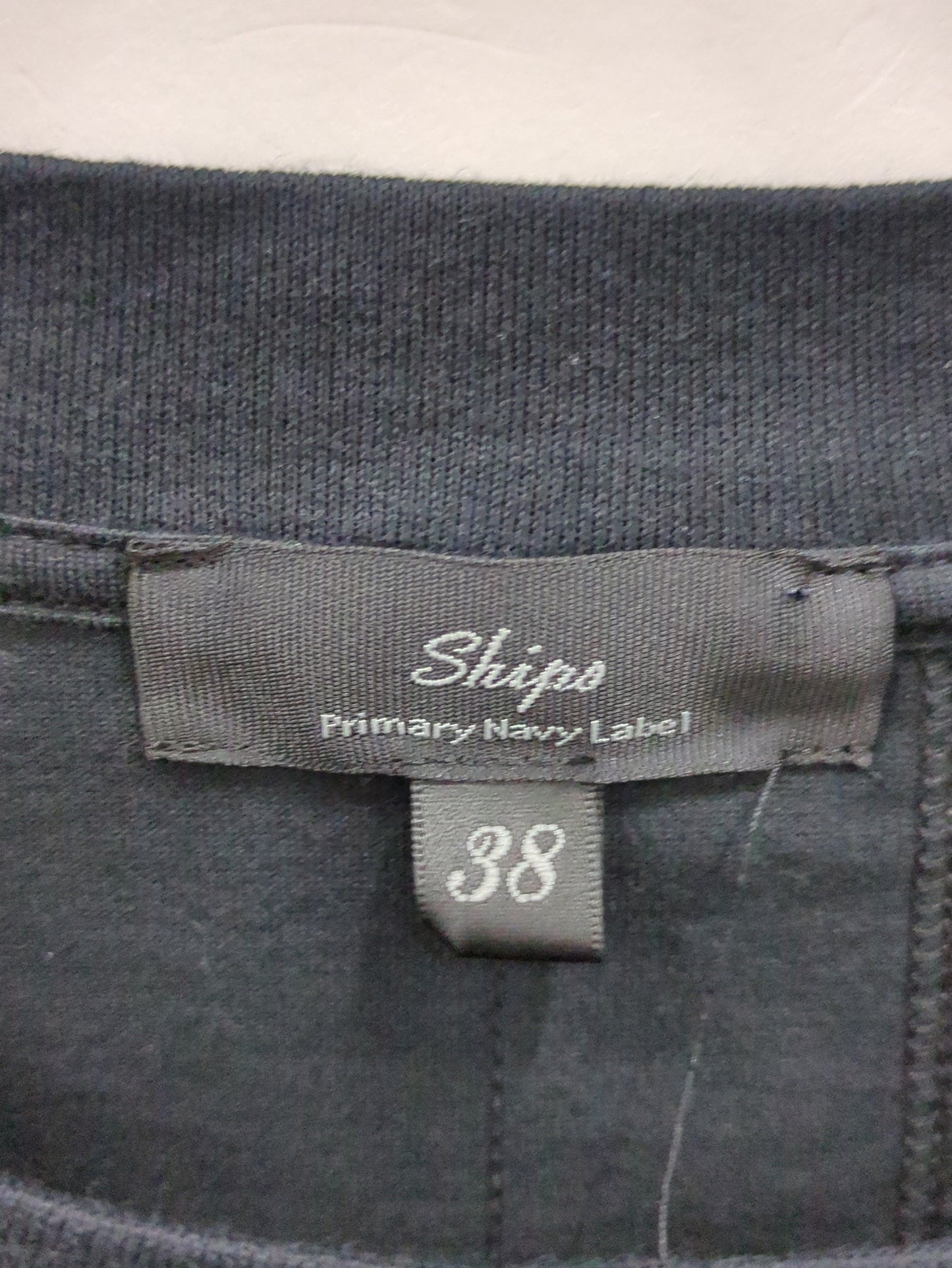 SHIPS Primary Navy Label:コットンショートスリーブプルオーバー