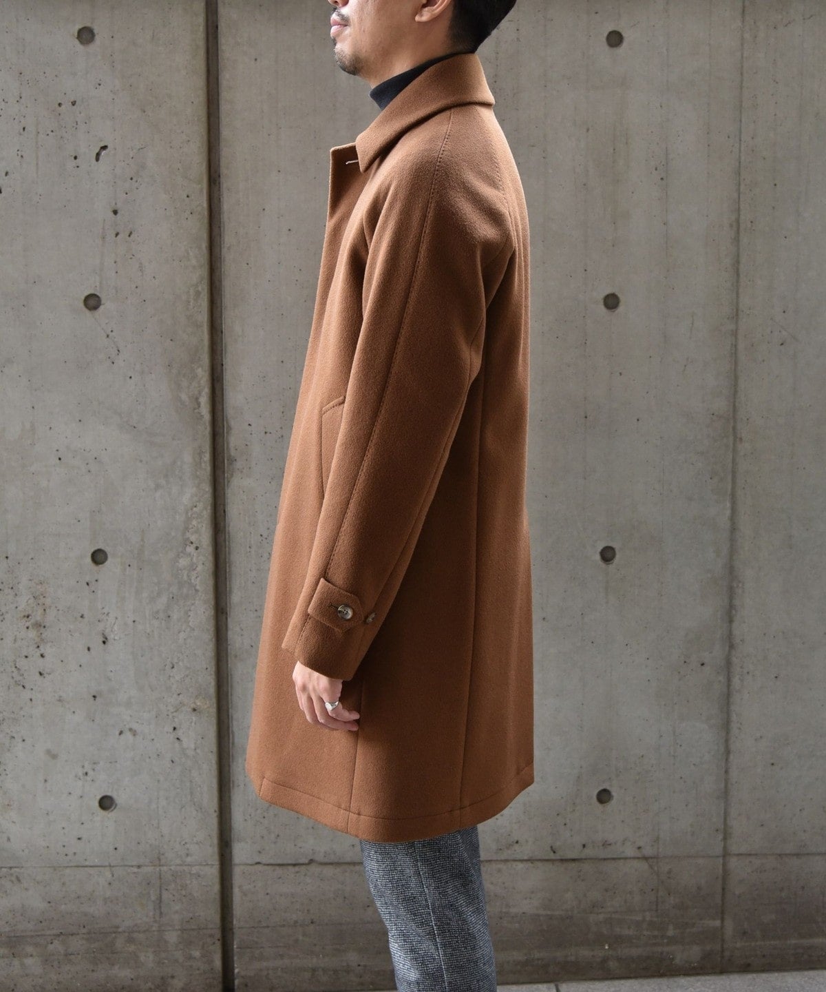 SHIPS: ダブルフェイス ブラウン ソリッド カーコート