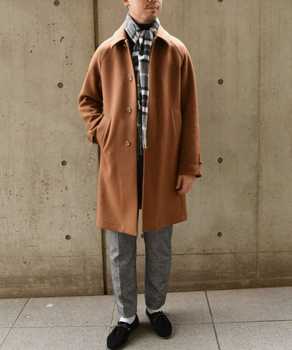 SHIPS: ダブルフェイス ブラウン ソリッド カーコート