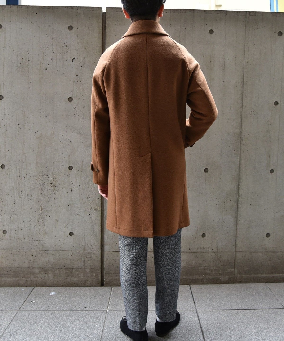 SHIPS: ダブルフェイス ブラウン ソリッド カーコート