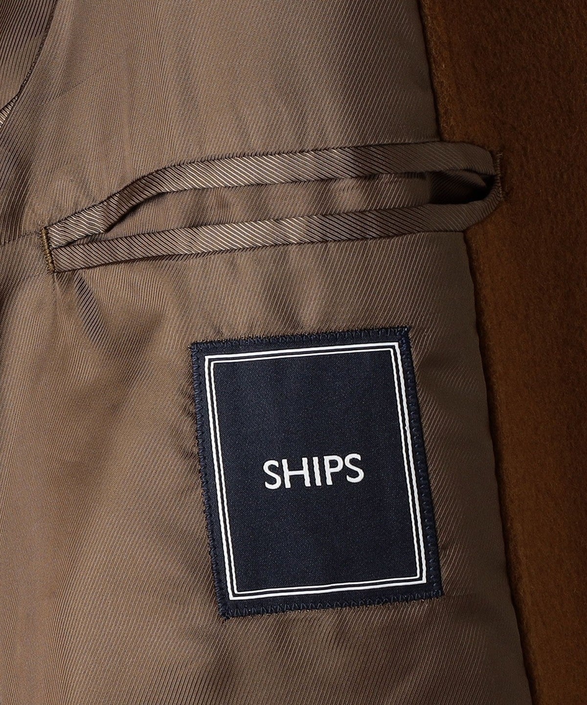 SHIPS: ダブルフェイス ブラウン ソリッド カーコート