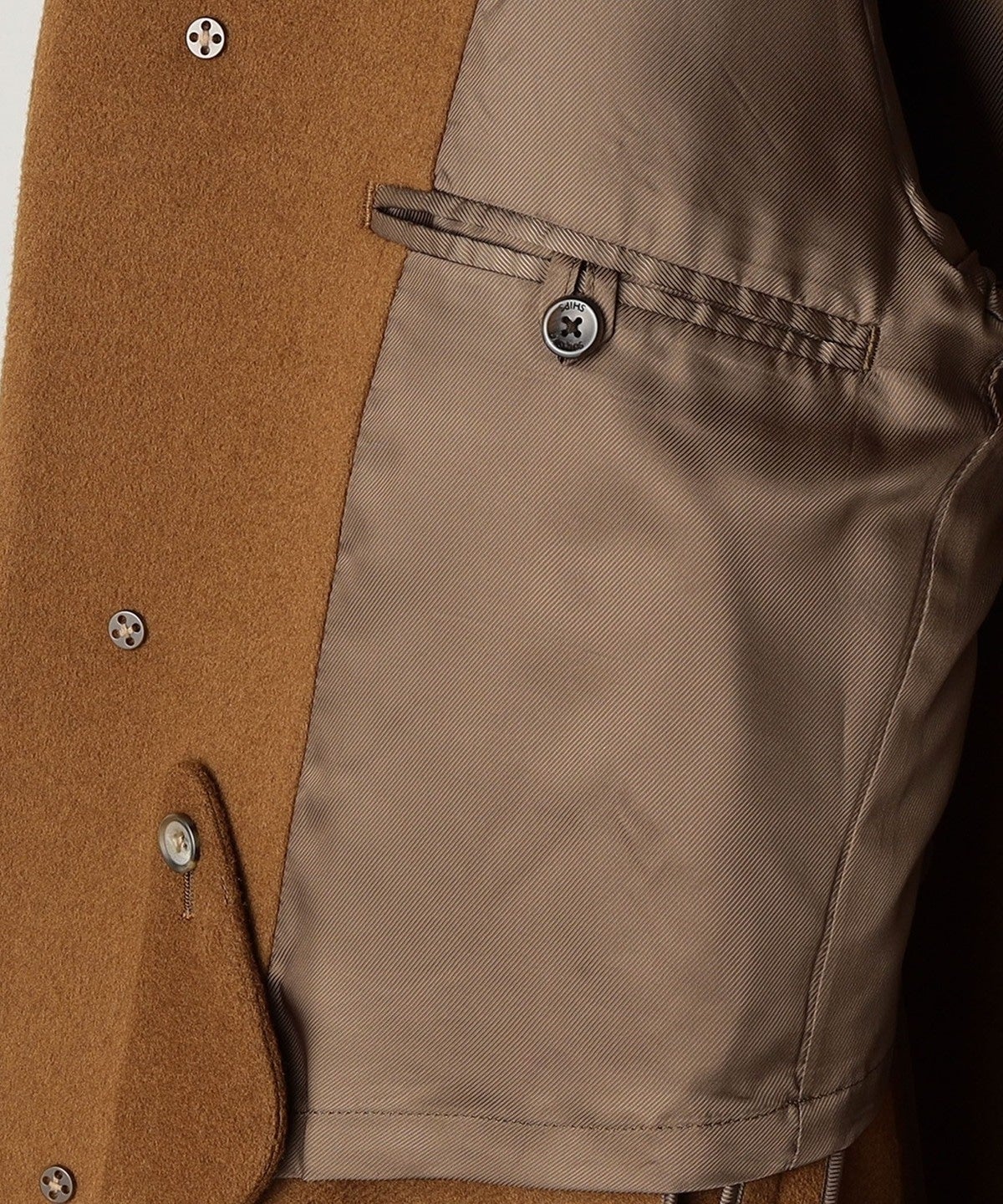 SHIPS: ダブルフェイス ブラウン ソリッド カーコート