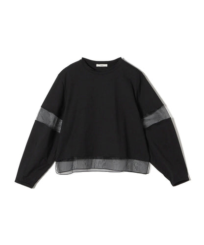 〈手洗い可能〉シアー コンビ プルオーバー ロング スリーブ