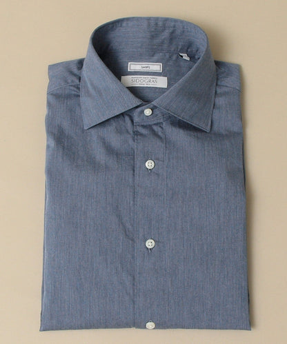 SHIPS:【テレワーク対応可能】SPAIN FABRIC ウォッシュド  インディゴライク ワイドカラー シャツ