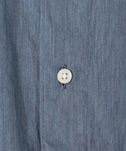 SHIPS:【テレワーク対応可能】SPAIN FABRIC ウォッシュド  インディゴライク ワイドカラー シャツ