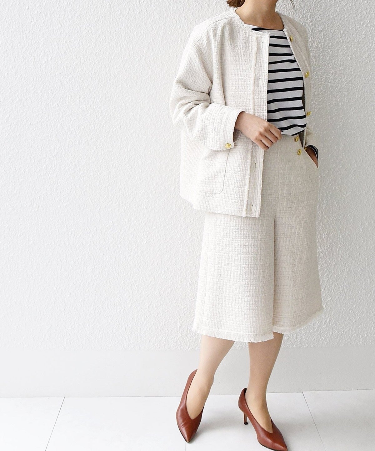 SHIPS any: スラブ ツイード ショート ジャケット［NAVY BLUE］
