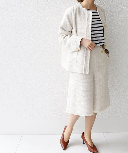 SHIPS any: スラブ ツイード ショート ジャケット［NAVY BLUE］