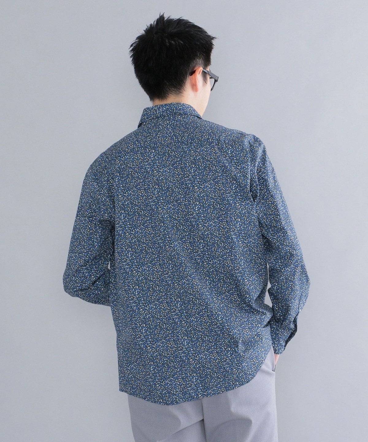 SHIPS: ブロード モチーフプリント セミワイドカラーシャツ