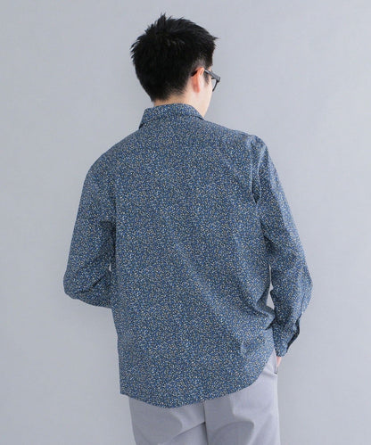 SHIPS: ブロード モチーフプリント セミワイドカラーシャツ