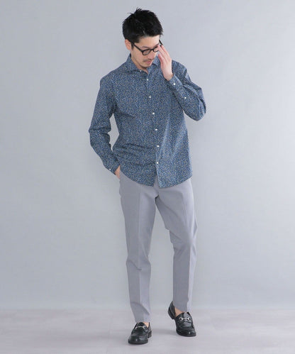 SHIPS: ブロード モチーフプリント セミワイドカラーシャツ