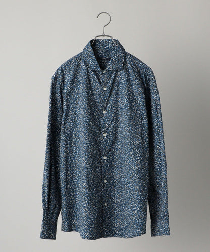 SHIPS: ブロード モチーフプリント セミワイドカラーシャツ