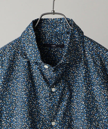 SHIPS: ブロード モチーフプリント セミワイドカラーシャツ