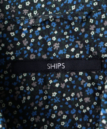 SHIPS: ブロード モチーフプリント セミワイドカラーシャツ
