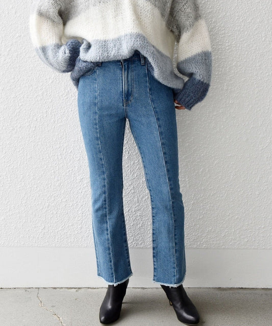 SHIPS any:〈ウォッシャブル〉センタークリース デニム パンツ［SHIPS any DENIM］