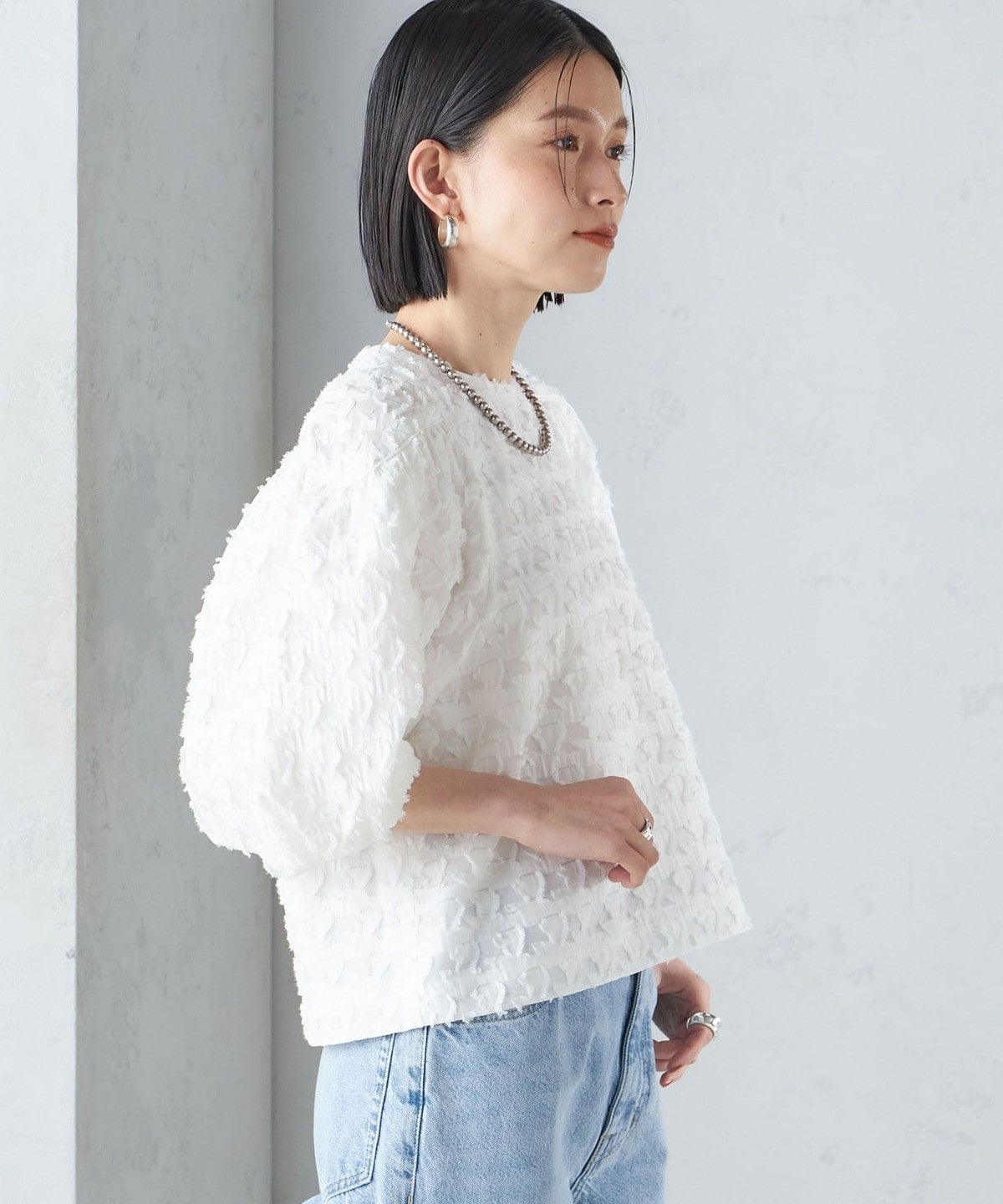 〈手洗い可能〉ジオメタリック カット ジャカード ブラウス 24SS