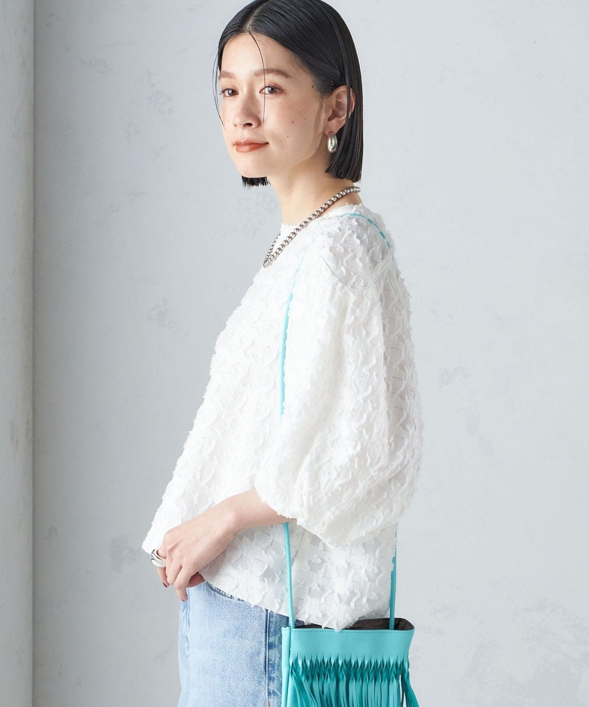 〈手洗い可能〉ジオメタリック カット ジャカード ブラウス 24SS