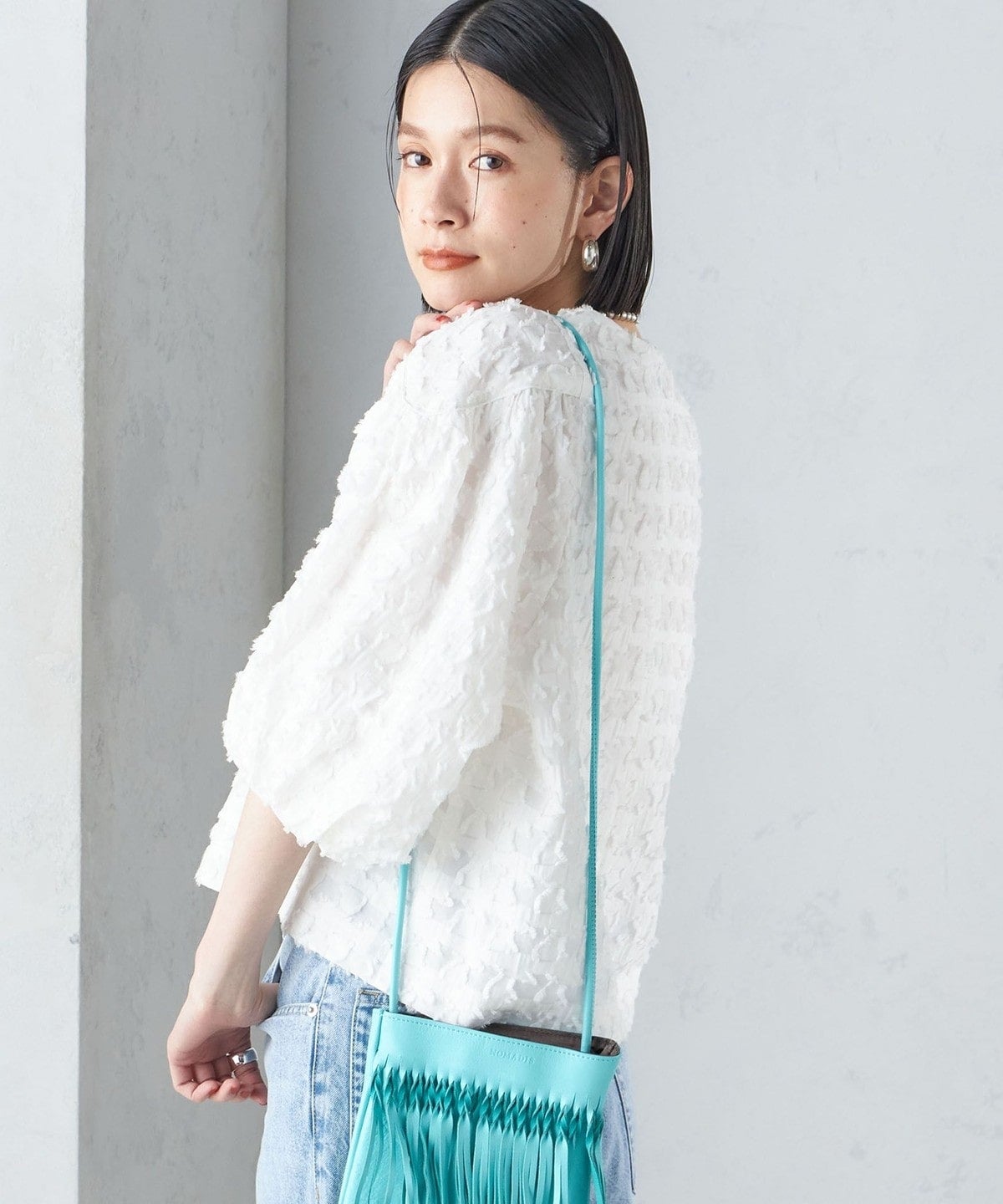 〈手洗い可能〉ジオメタリック カット ジャカード ブラウス 24SS