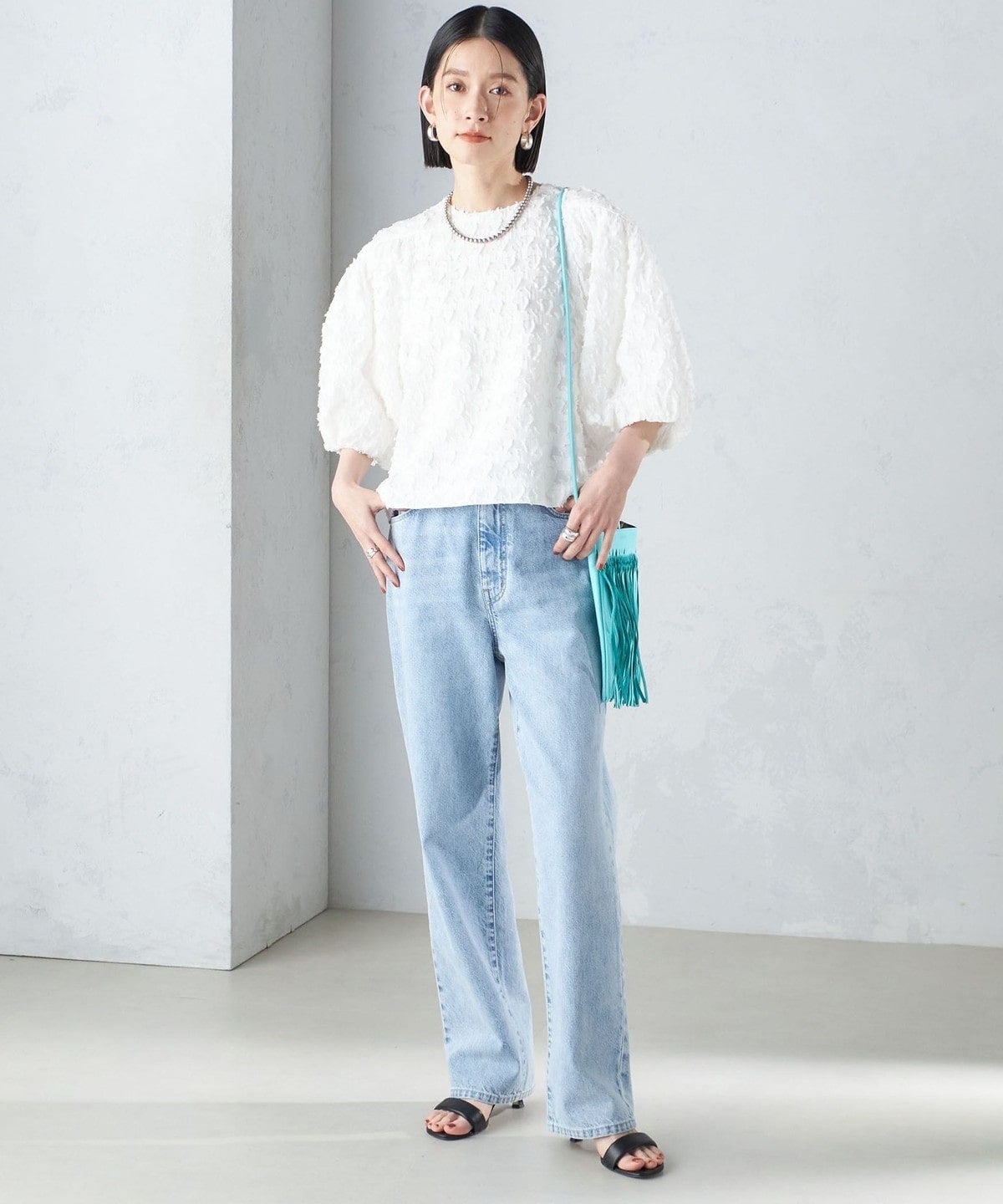 〈手洗い可能〉ジオメタリック カット ジャカード ブラウス 24SS