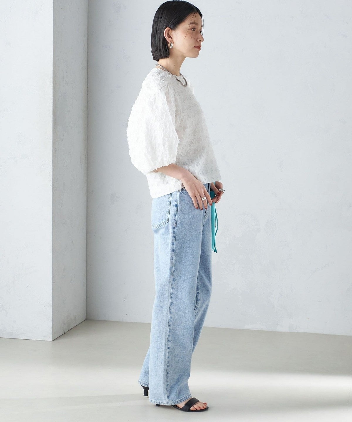 〈手洗い可能〉ジオメタリック カット ジャカード ブラウス 24SS