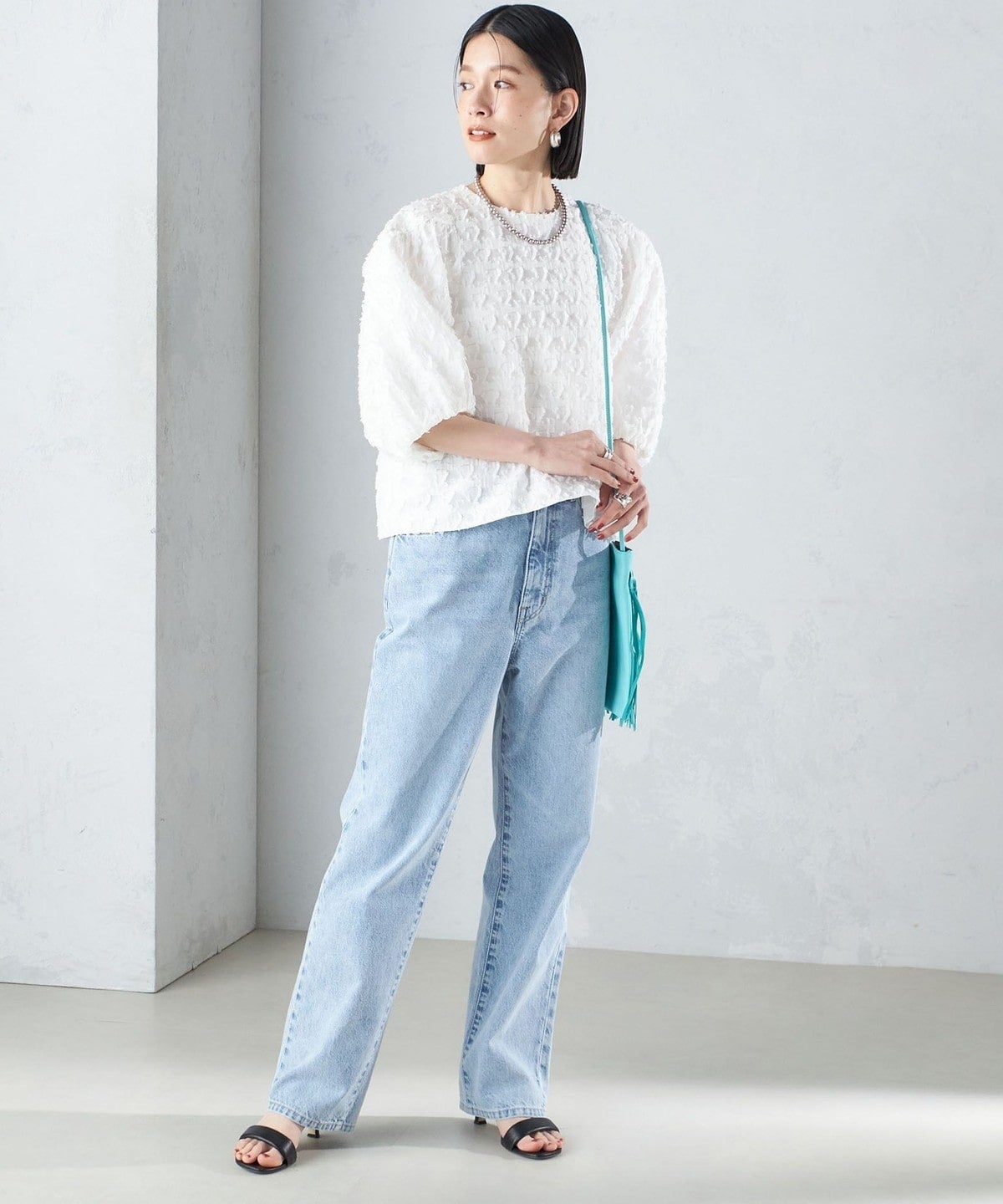 〈手洗い可能〉ジオメタリック カット ジャカード ブラウス 24SS