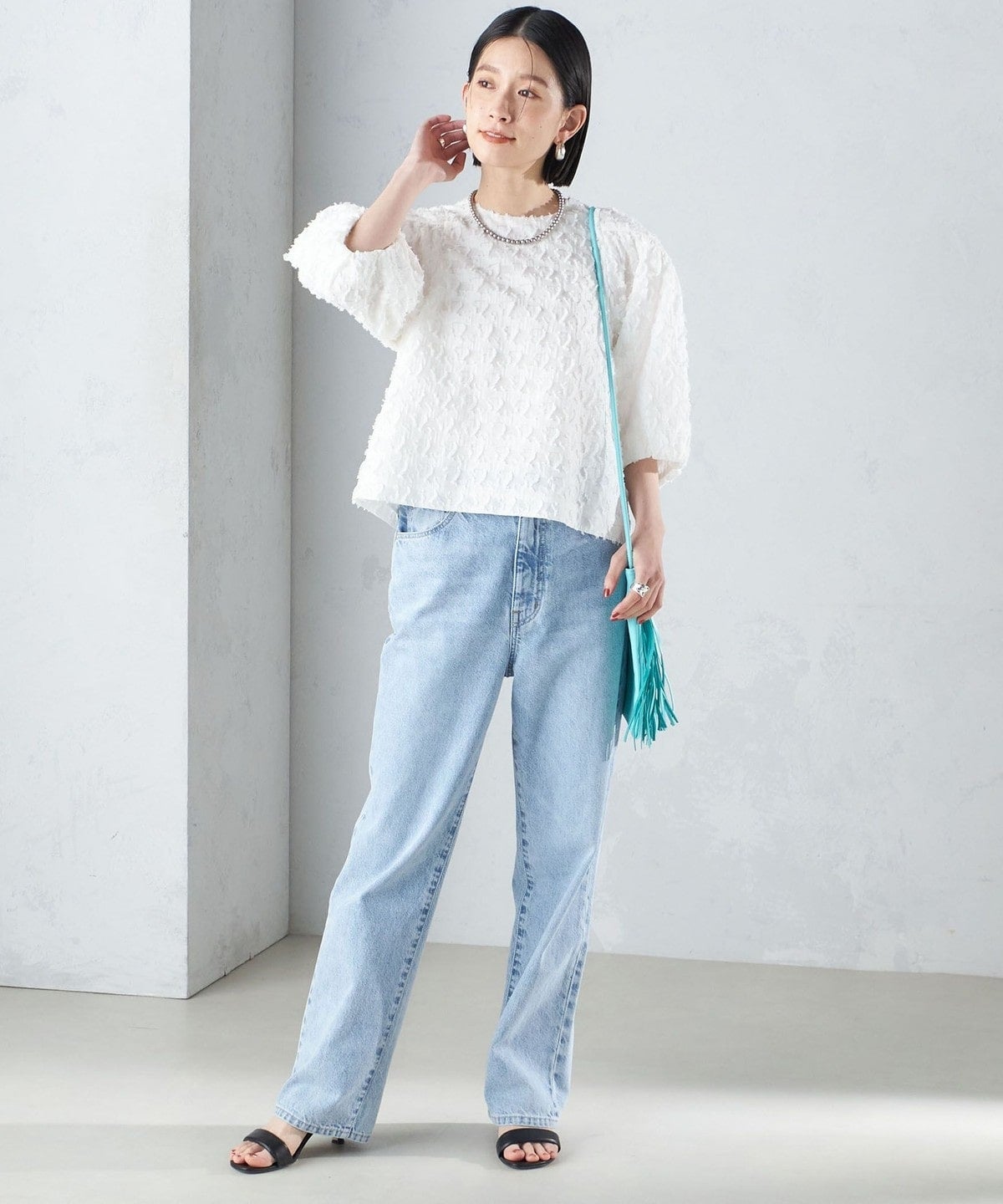 〈手洗い可能〉ジオメタリック カット ジャカード ブラウス 24SS