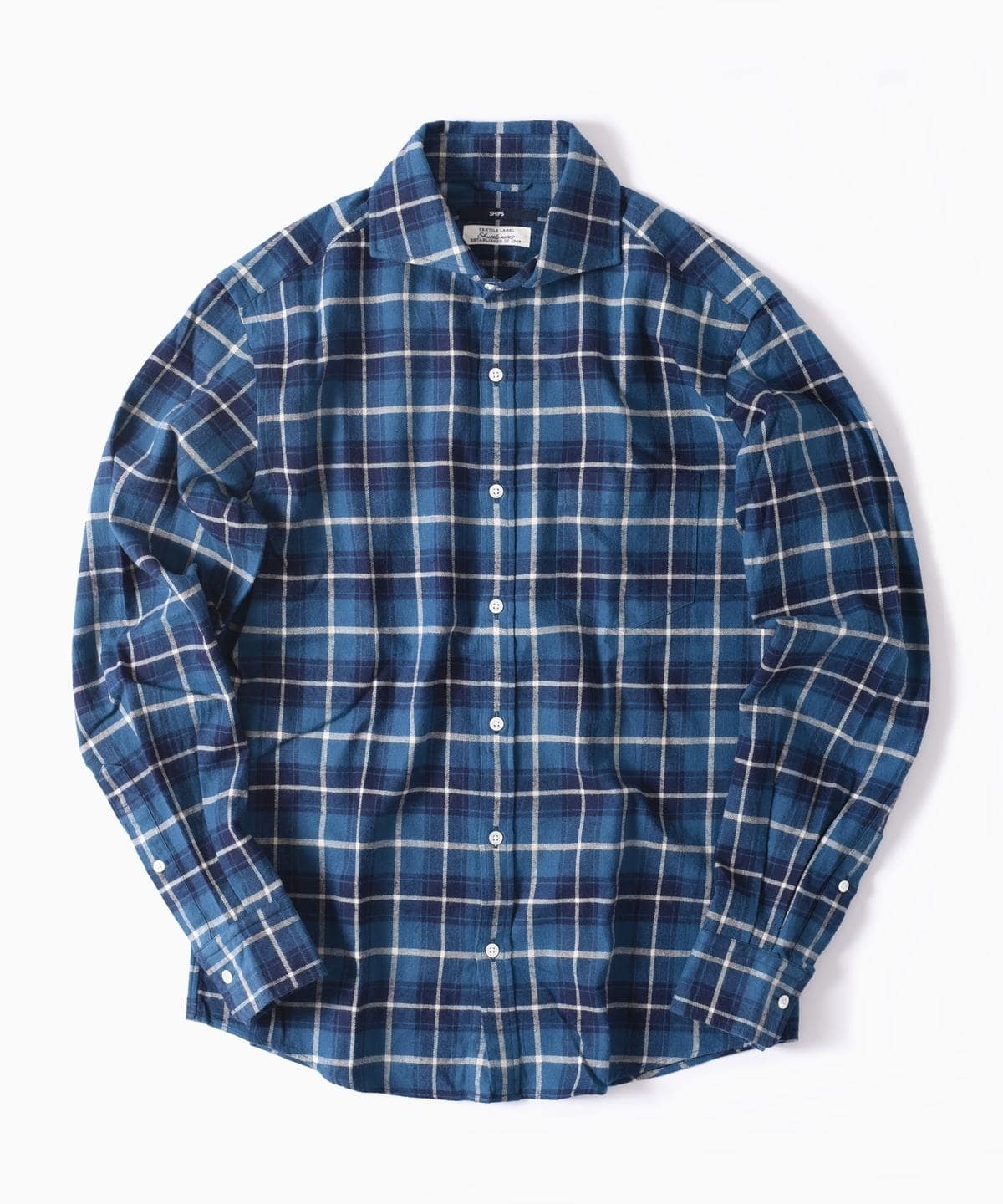 SHIPS: Shuttle notes チェック セミワイドカラー ネルシャツ