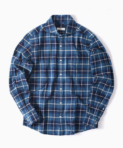 SHIPS: Shuttle notes チェック セミワイドカラー ネルシャツ